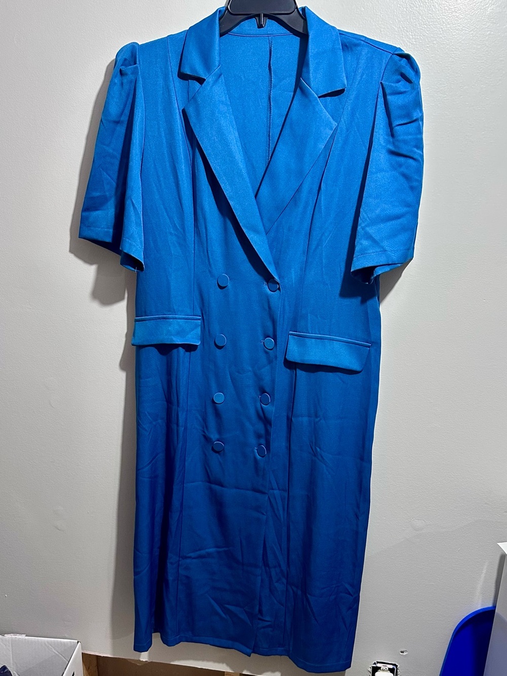Vibrant Blue Double-Breasted Midi Dress Size XXL (1247)